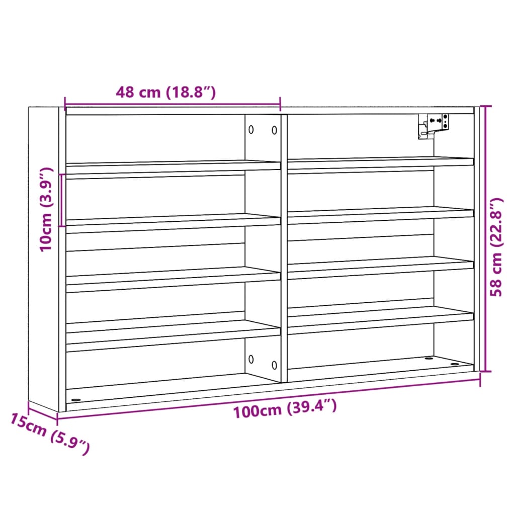 Armadietto con Vetrina Nero 100x15x58 cm Legno Multistrato 847927