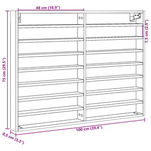 Armadietto Vetrina Rovere Fumo 100x8,5x75 cm Legno Multistrato 847937