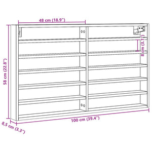 Armadietto Vetrina Rovere Sonoma 100x8,5x58cm Legno Multistrato 847942