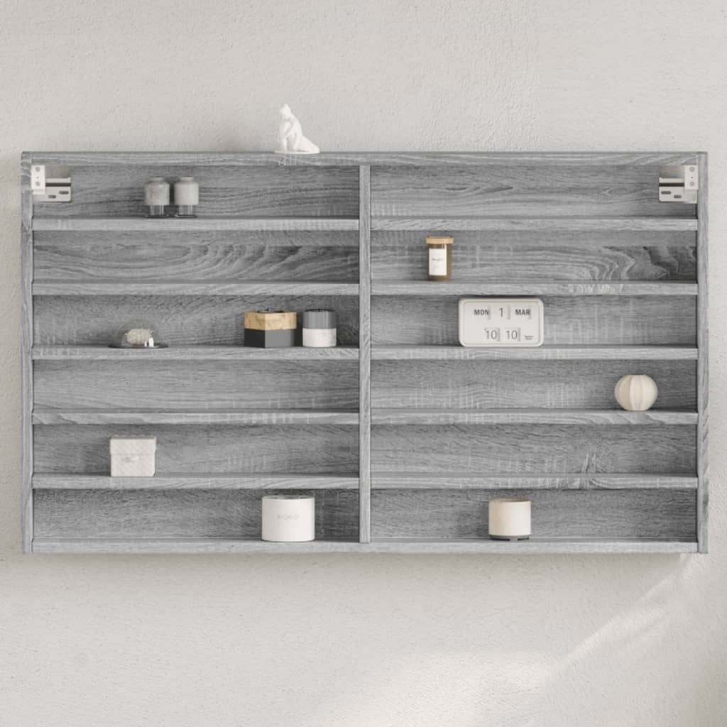 Armadietto Vetrina Grigio Sonoma 100x8,5x58cm Legno Multistrato 847945