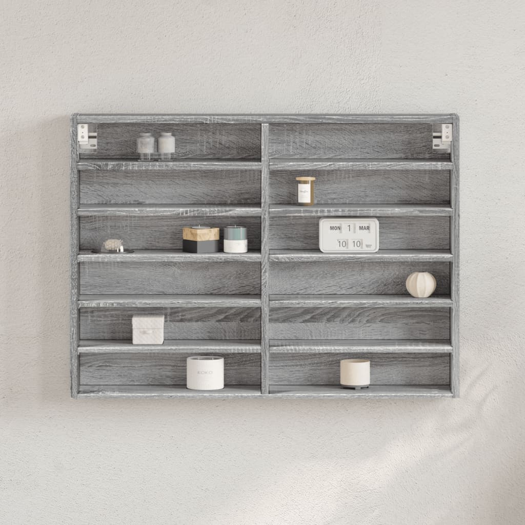 Armadietto Vetrina Grigio Sonoma 80x8,5x58 cm Legno Multistrato 847959