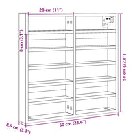 Armadietto con Vetrina Nero 60x8,5x58 cm in Legno Multistrato 847962