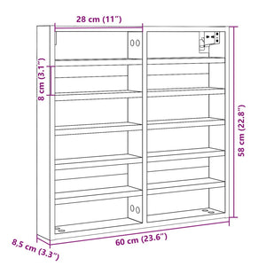 Armadietto con Vetrina Nero 60x8,5x58 cm in Legno Multistrato 847962