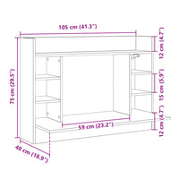 Scrivania a Parete Nera 105x48x75 cm in Legno Multistrato 847969