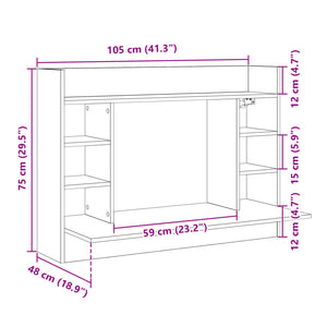 Scrivania a Parete Nera 105x48x75 cm in Legno Multistrato 847969