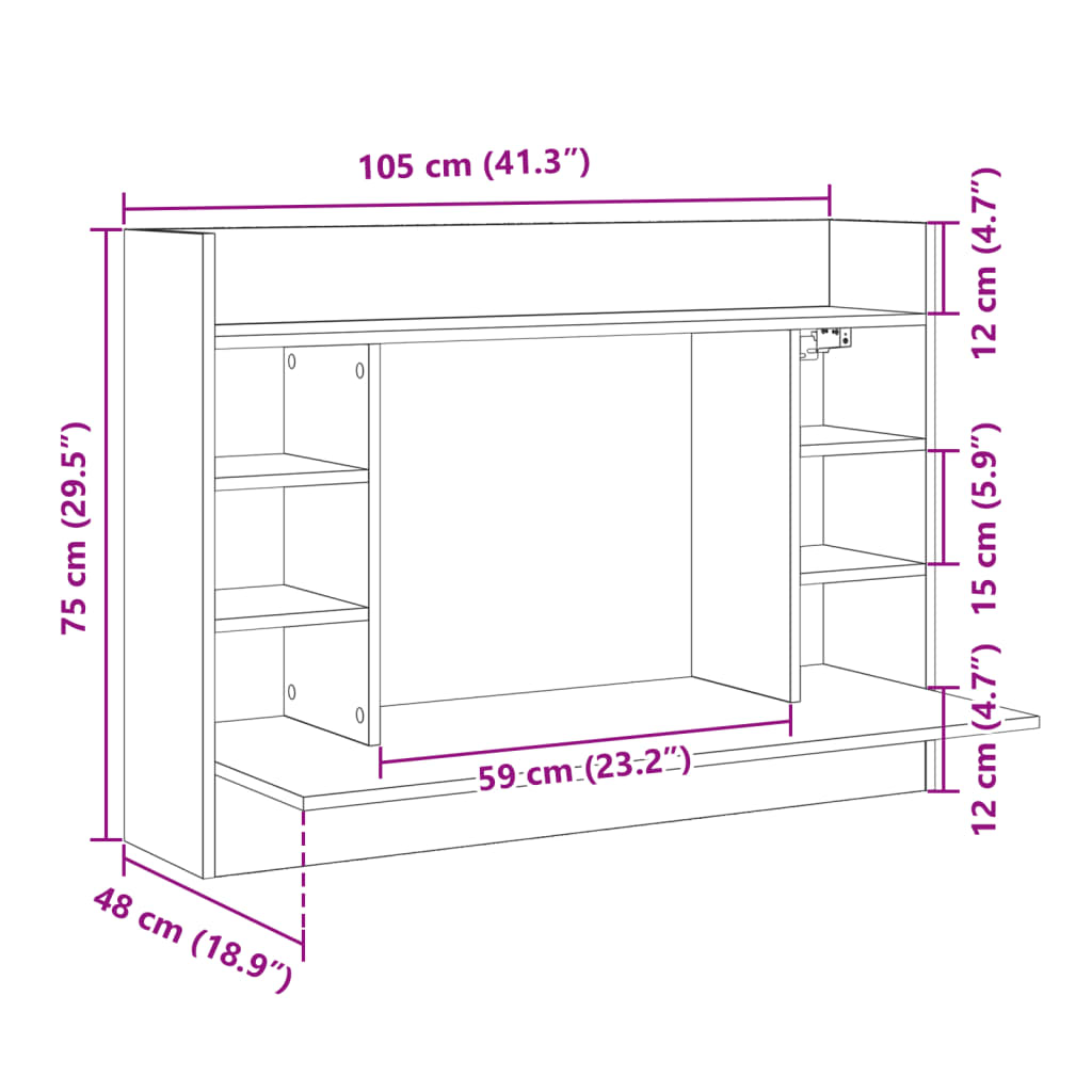 Scrivania a Parete Rovere Sonoma 105x48x75 cm Legno Multistrato 847970