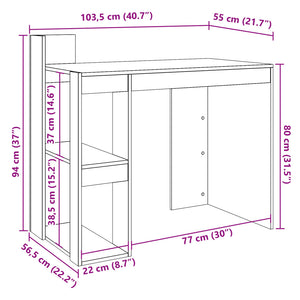 Scrivania Grigio Cemento 103,5x56,5x94 cm in Legno Multistrato 847978