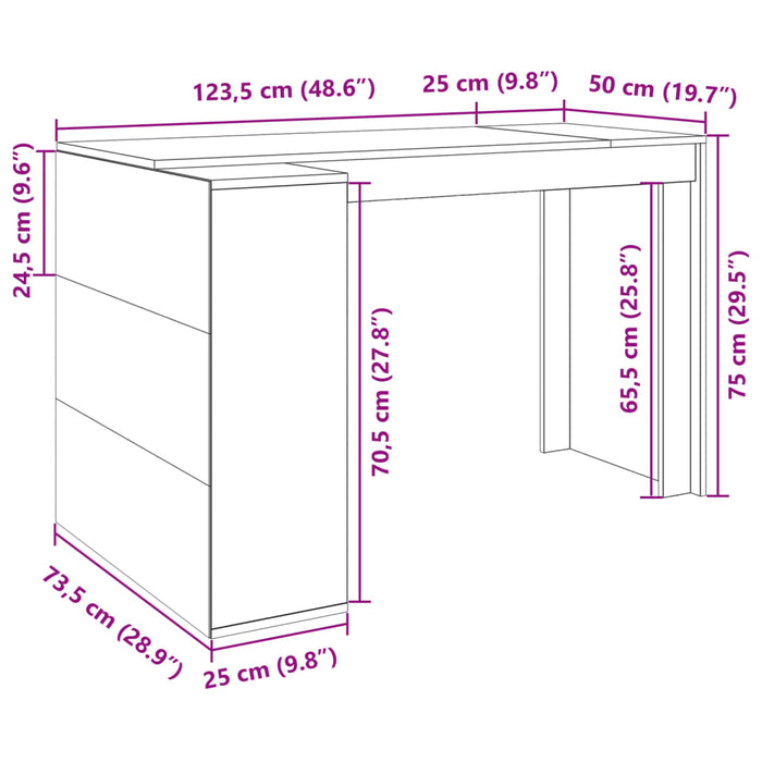 Scrivania Grigio Sonoma 123,5x73,5x75 cm in Legno Multistrato 847987