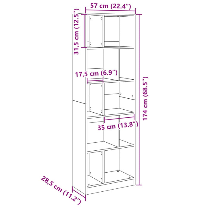 Libreria Rovere Sonoma 57x28,5x174 cm in Legno Multistrato 847991