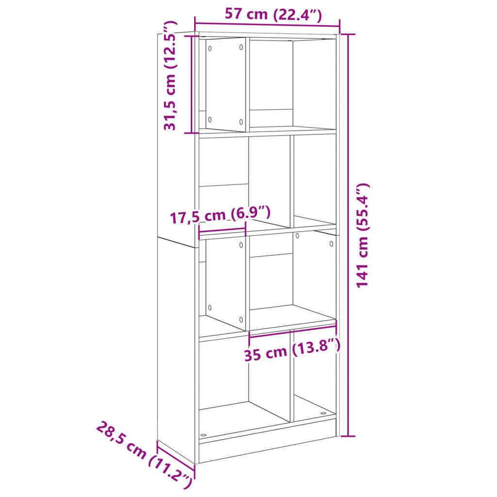 Libreria Bianca 57x28,5x141 cm in Legno Multistrato 847996