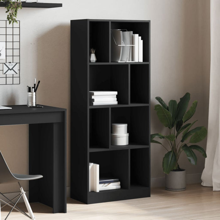 Libreria Nera 57x28,5x141 cm in Legno Multistrato 847997