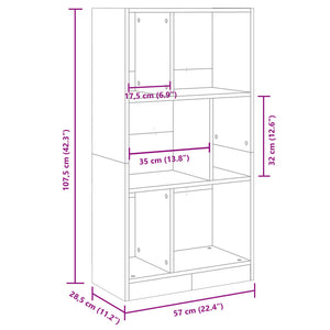 Libreria Rovere Sonoma 57x28,5x107,5 cm in Legno Multistrato 848005