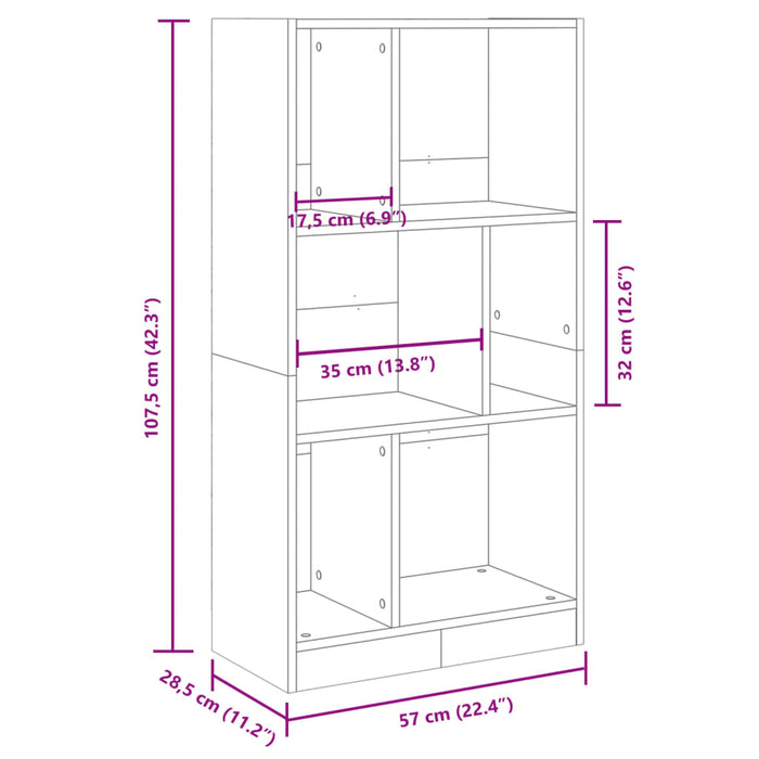 Libreria Rovere Sonoma 57x28,5x107,5 cm in Legno Multistrato 848005