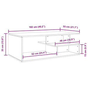 Tavolino da Salotto Bianco 102x55x35 cm in Legno Multistrato 848010