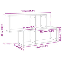 Scaffale a Parete Nero 100x20x53 cm in Legno Multistrato 848018