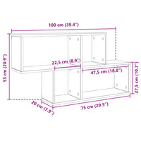 Scaffale a Muro Rovere Fumo 100x20x53 cm in Legno Multistrato 848021