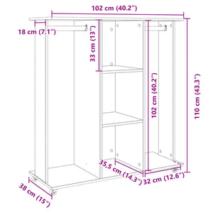 Armadio con Ruote Nero 102x38x110 cm in Legno Multistrato 848032