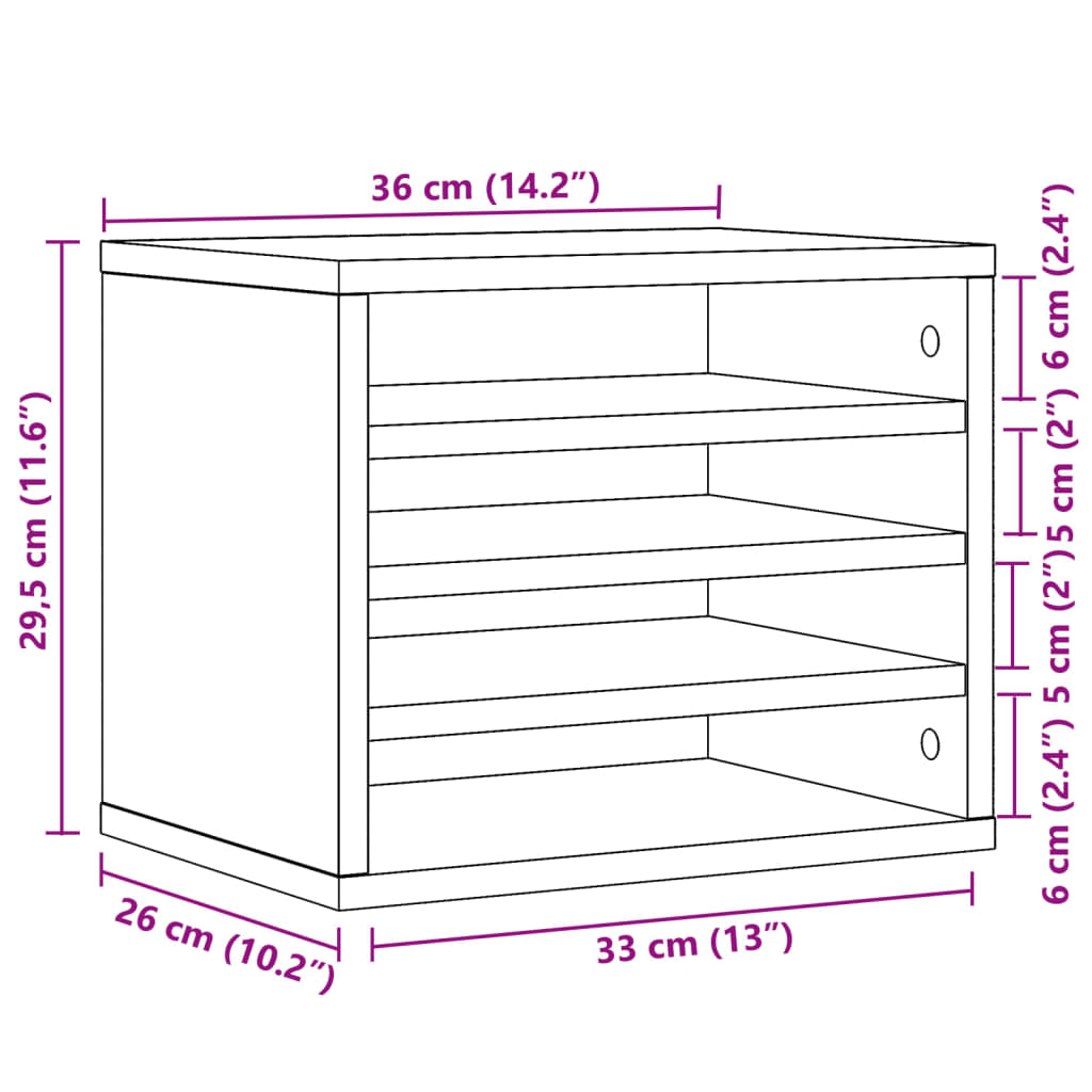 Organizer per la Scrivania Nero 36x26x29,5 cm in Multistrato 848046