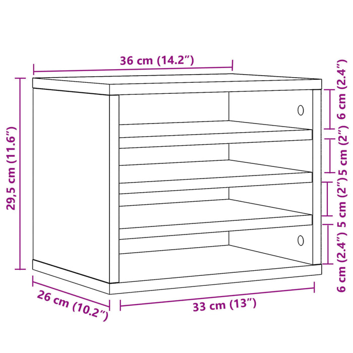 Organizer per la Scrivania Nero 36x26x29,5 cm in Multistrato 848046