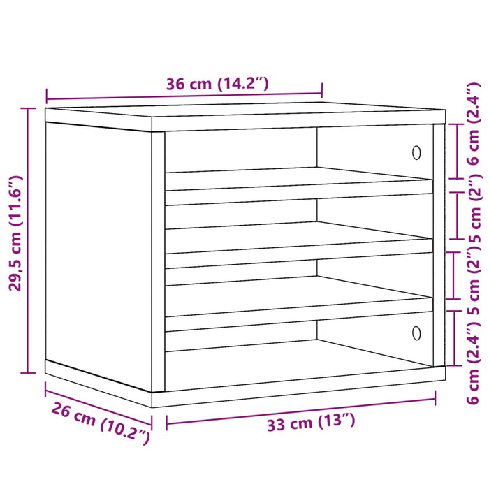 Organizer Scrivania Grigio Cemento 36x26x29,5 Legno Multistrato 848048