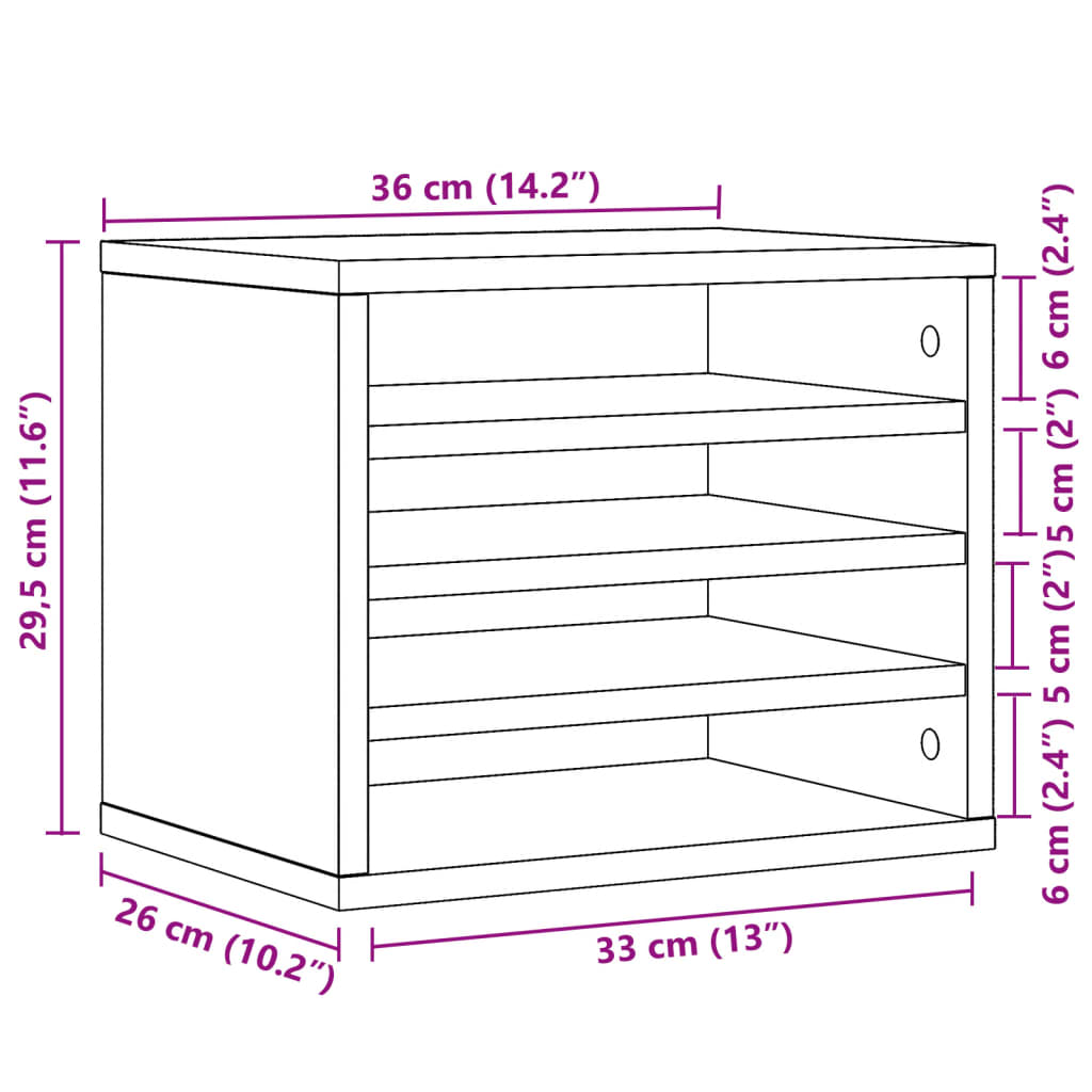 Organizer Scrivania Rovere Marrone 36x26x29,5 Legno Multistrato 848051