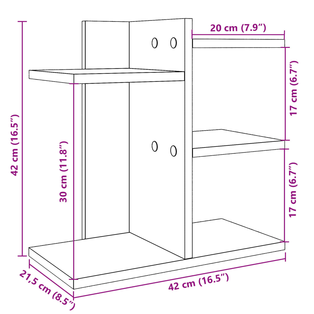 Organizer da Scrivania Bianco 42x21,5x42 cm Legno Multistrato 848066