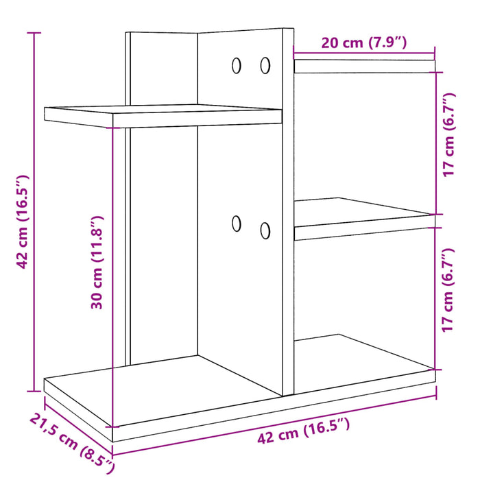 Organizer Scrivania Rovere Fumo 42x21,5x42 cm Legno Multistrato 848070