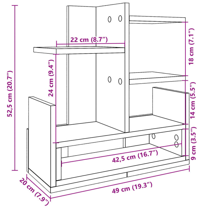 Organizer per la Scrivania Bianco 49x20x52,5 cm in Multistrato 848073