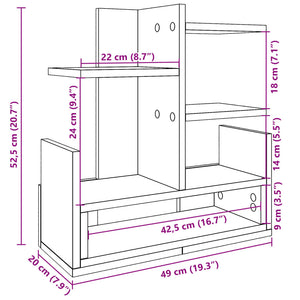 Organizer Scrivania Grigio Sonoma 49x20x52,5 cm Multistrato 848078