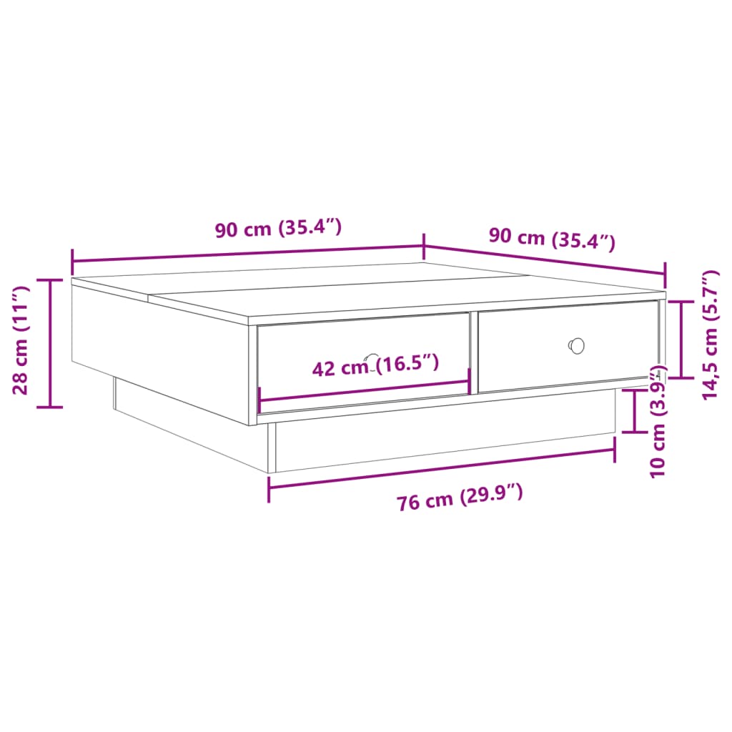 Tavolino da Salotto Grigio Sonoma 90x90x28 cm Legno Multistrato 848092