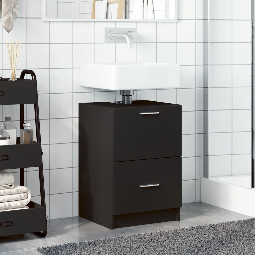 Mobile Lavabo Nero 80x33x60 cm in Legno Multistrato 848102