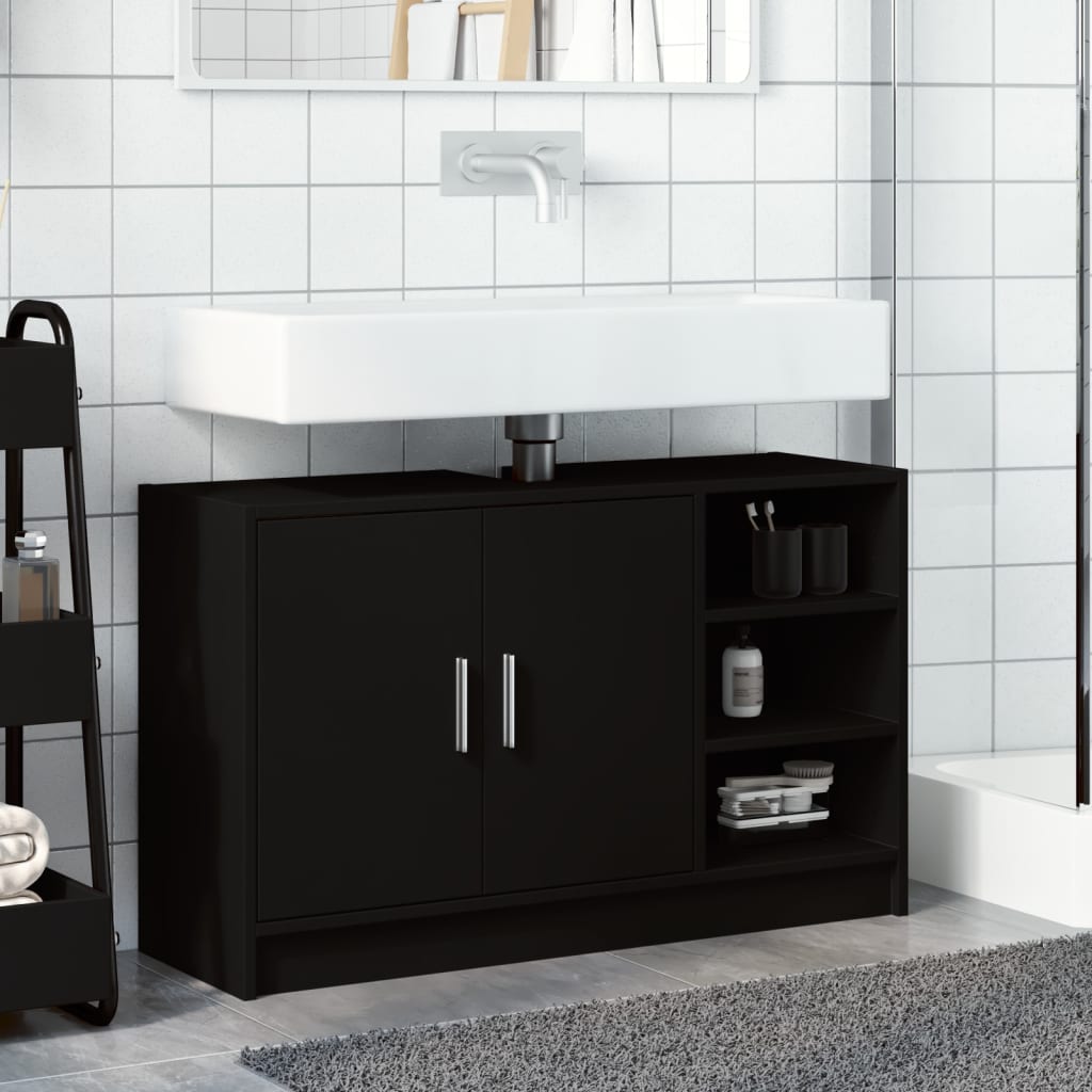 Mobile Lavabo Nero 90x29x55 cm in Truciolato 848123