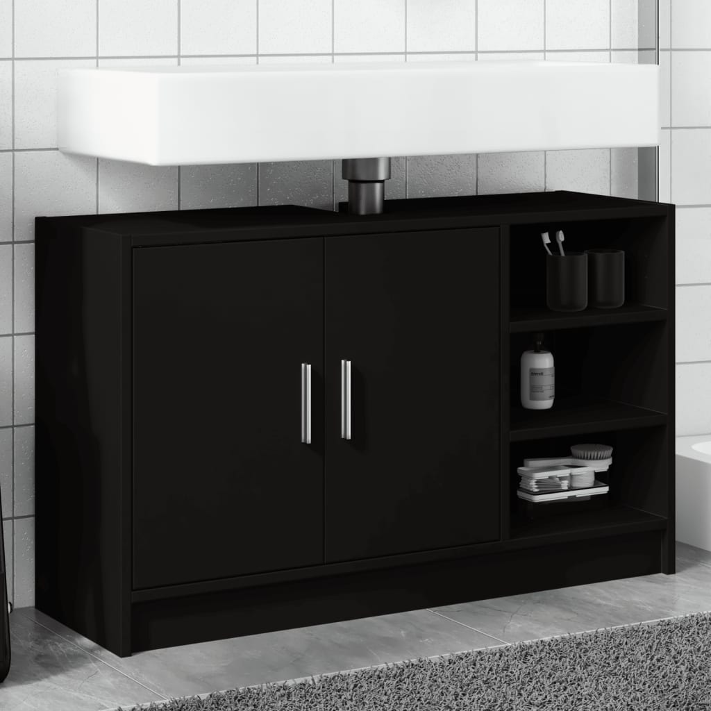 Mobile Lavabo Nero 90x29x55 cm in Truciolato 848123