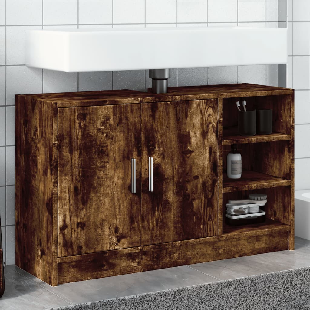 Mobile Lavabo Rovere Fumo 90x29x55 cm in Truciolare 848126