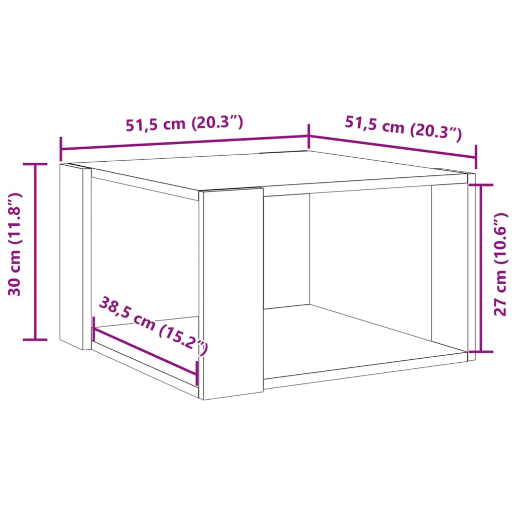 Tavolino Salotto Rovere Fumo 51,5x51,5x30cm Legno Multistrato 848140