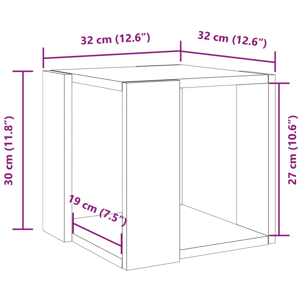 Tavolino da Salotto Grigio Cemento 32x32x30cm Legno Multistrato 848146