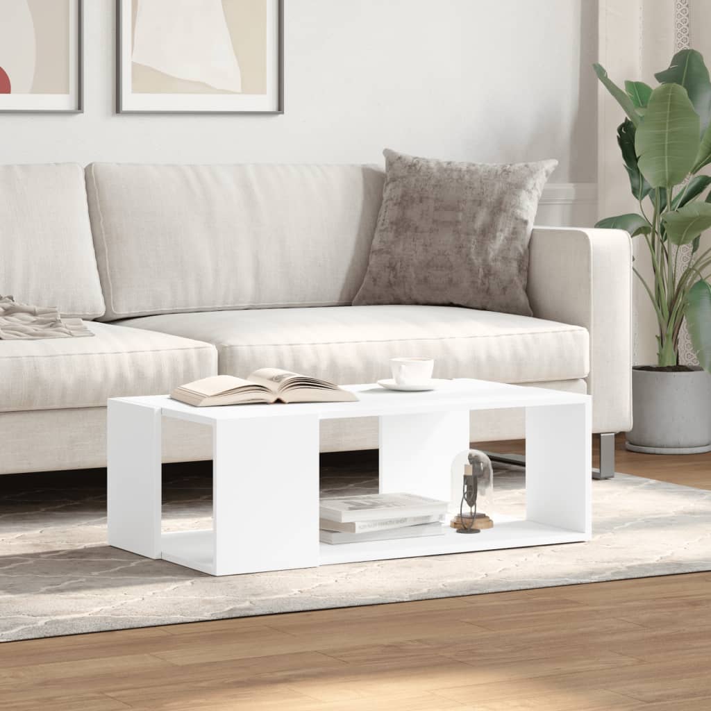 Tavolino da Salotto Bianco 89,5x48x30 cm in Legno Multistrato 848150