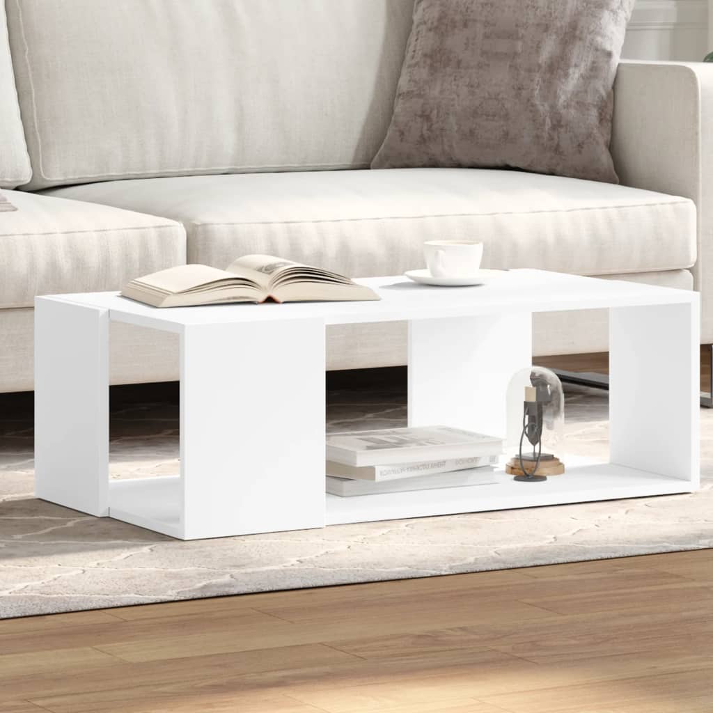 Tavolino da Salotto Bianco 89,5x48x30 cm in Legno Multistrato 848150