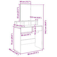 Toeletta con Specchio Nero 80x41x144,5 cm 848172