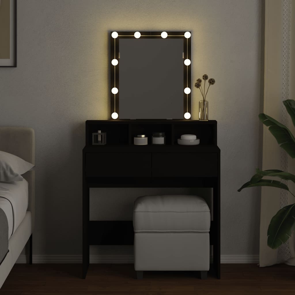 Toeletta con LED Nera 80x41x144,5 cm 848179