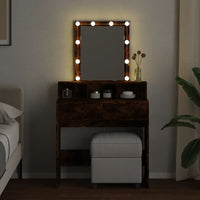 Toeletta con LED Rovere Fumo 80x41x144,5 cm 848182