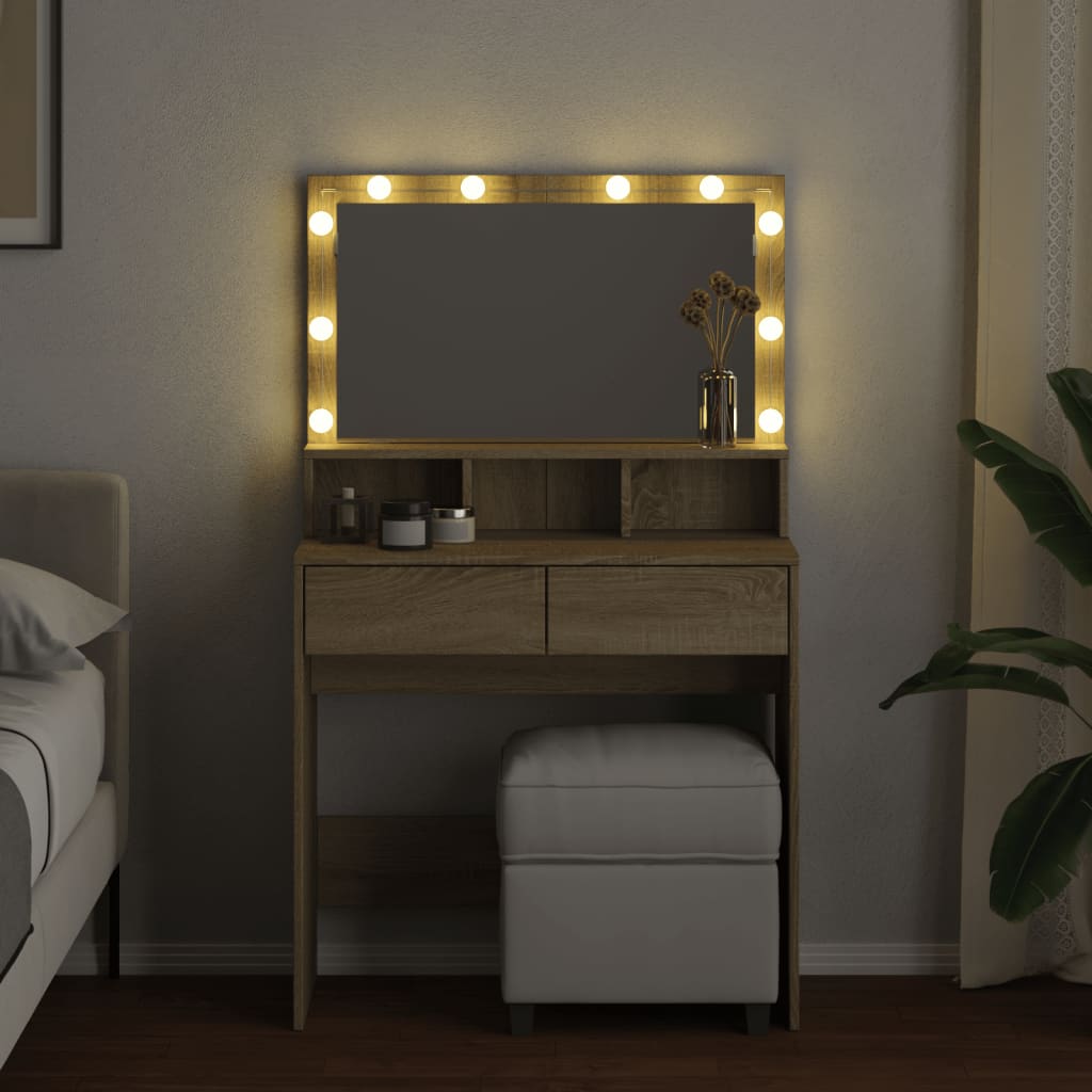 Toeletta con LED Rovere Sonoma 80x41x134,5 cm 848187