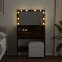 Toeletta con LED Rovere Fumo 80x41x134,5 cm 848189