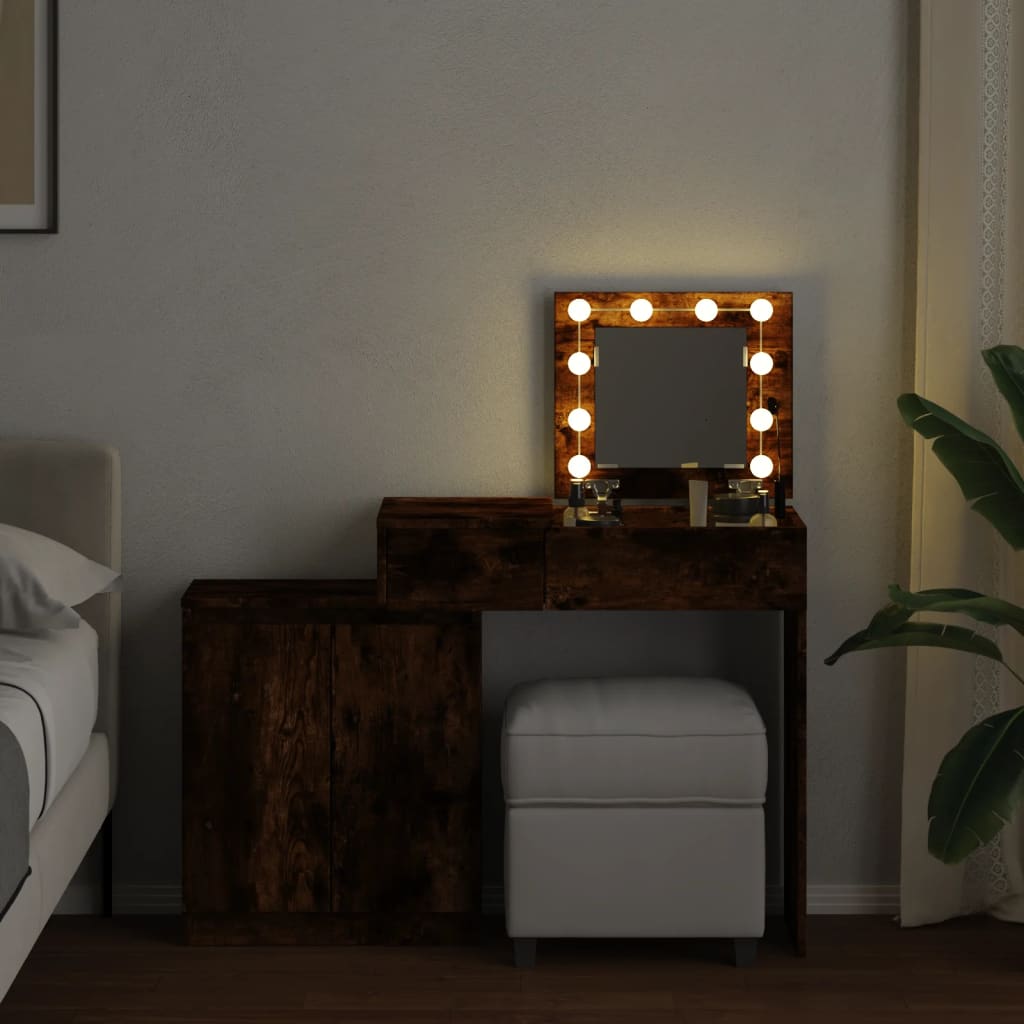 Toeletta con LED Rovere Fumo 115x37x110,5 cm 848231