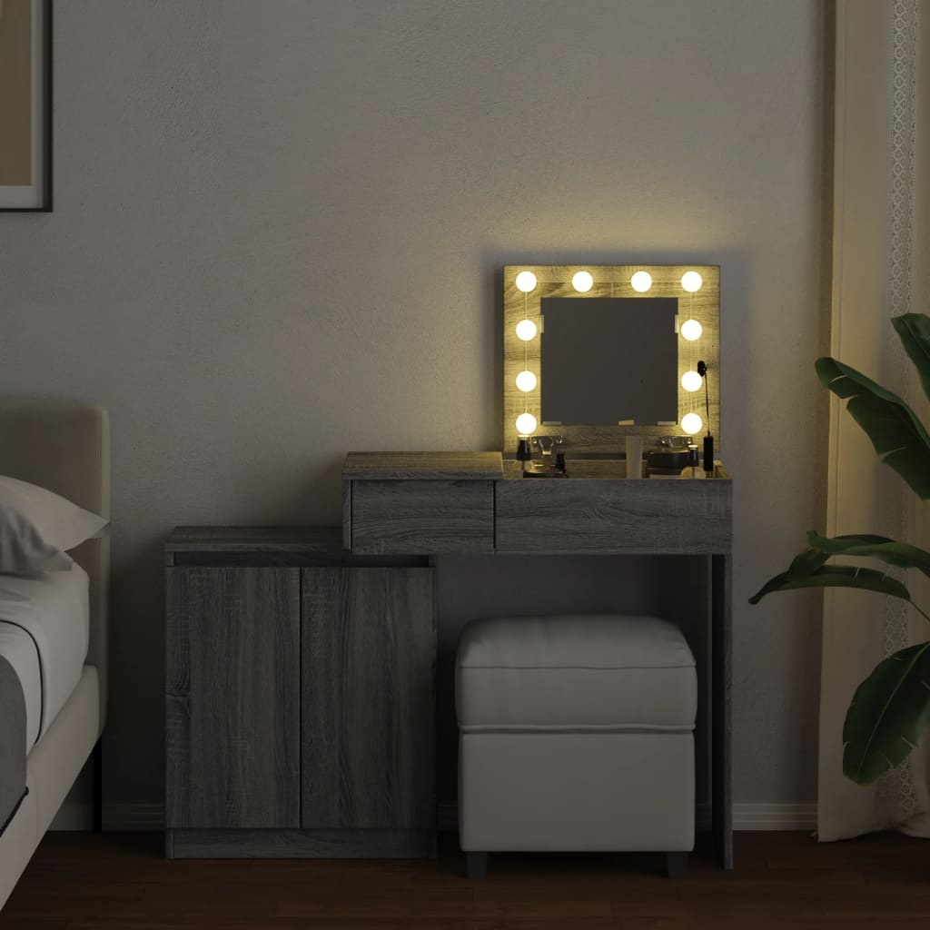 Toeletta con LED Grigio Sonoma 115x37x110,5 cm 848232