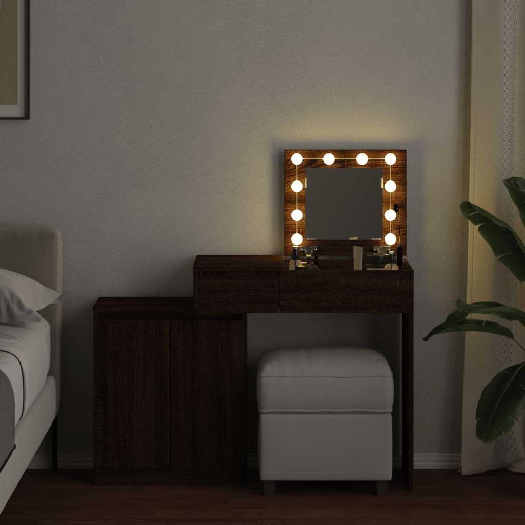 Toeletta con LED Rovere Marrone 115x37x110,5 cm 848233