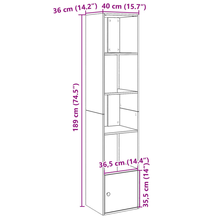 Libreria Bianca 40x36x189 cm in Legno Multistrato 848241