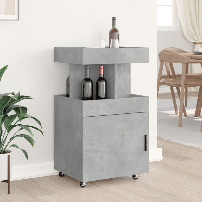 Carrello Bar Grigio Cemento 50x41x89 cm in Legno Multistrato 848265