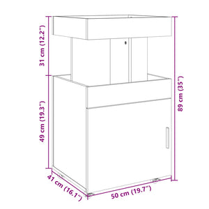 Carrello Bar Grigio Cemento 50x41x89 cm in Legno Multistrato 848265