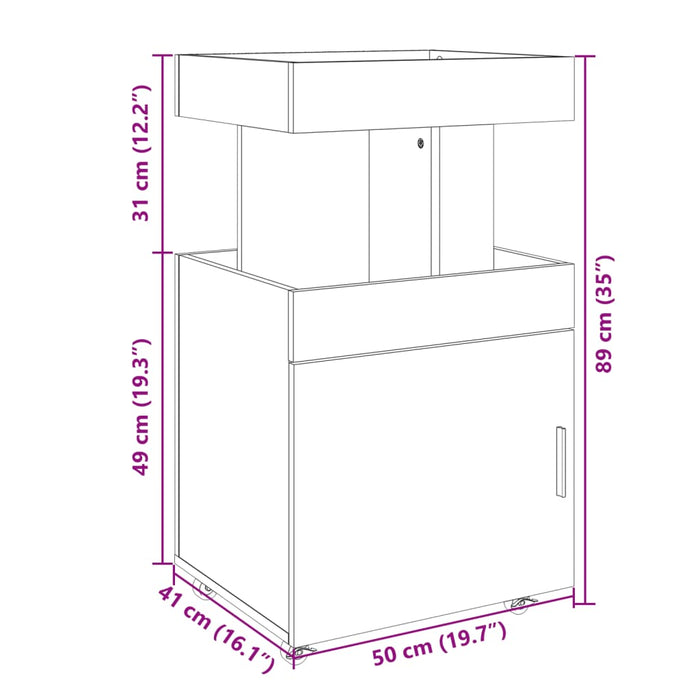 Carrello Bar Grigio Cemento 50x41x89 cm in Legno Multistrato 848265